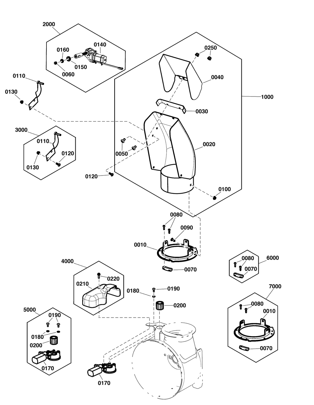 Discharge Chute Group Diagram and Parts List for 1696951-00-H1728E  Briggs and Stratton Snow Blower